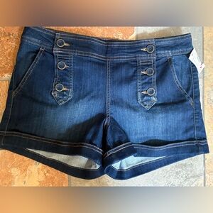 Maurices junior Size Dark Wash Denim Sailor Style Jean Shorts Sz 7/8 NWT